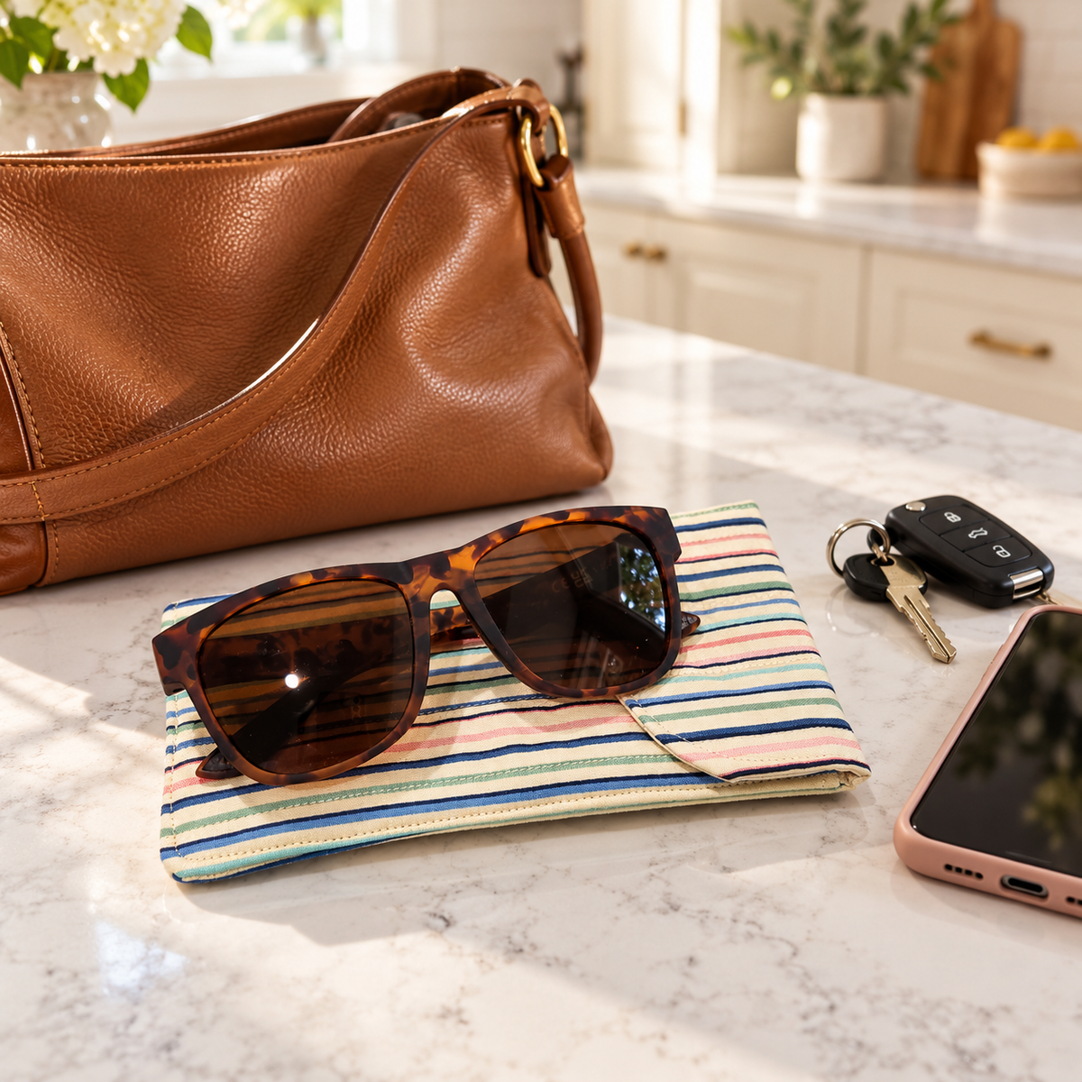 Pastel Stripe Quilted Glasses & Sunglasses Case