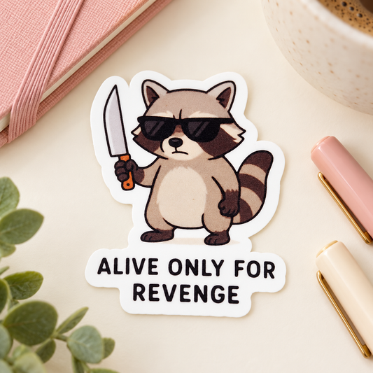 Alive Only for Revenge Raccoon Sticker