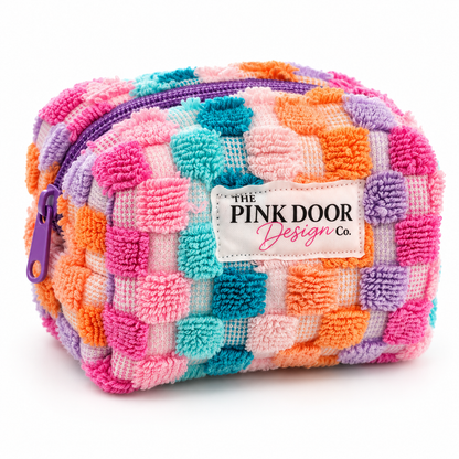 Colorful Checker Boxy Makeup Bag