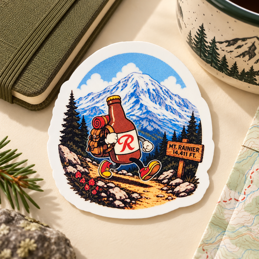 Mount Rainier Hiking Beer Sticker