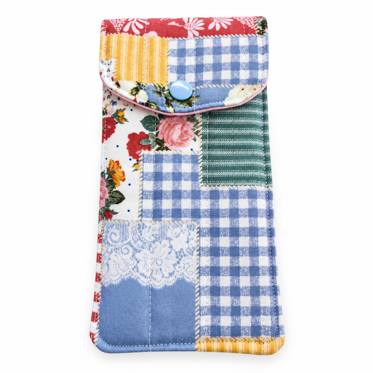 Vintage Patchwork Print Quilted Glasses & Sunglasses Case