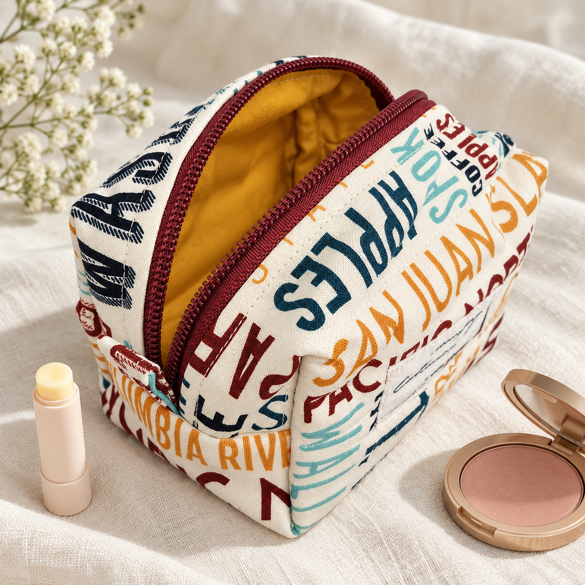 Washington State Themed Boxy Makeup Bag