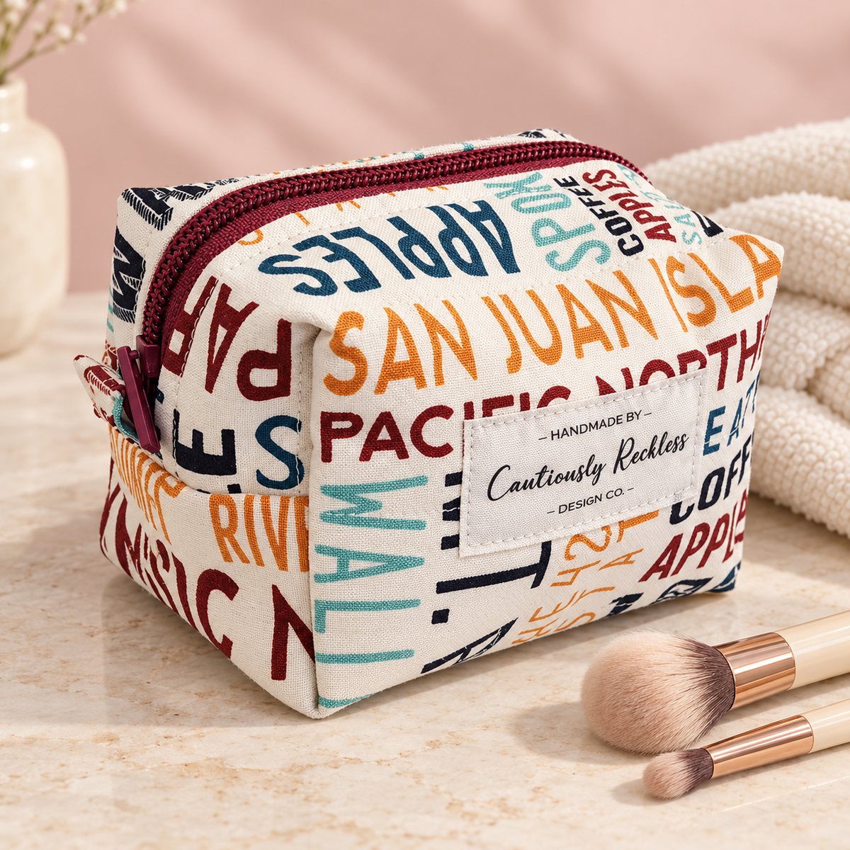 Washington State Themed Boxy Makeup Bag