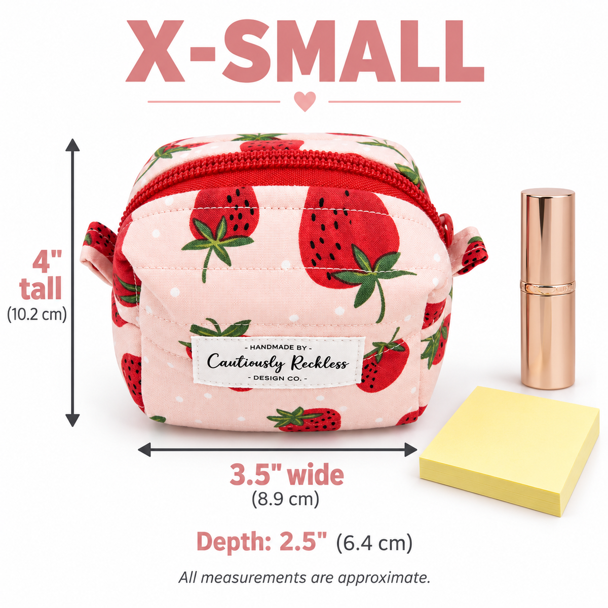 Strawberry Boxy Makeup Bag