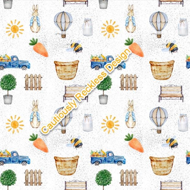 Whimsical Watercolor Outdoor Peter Rabbit Seamless Image