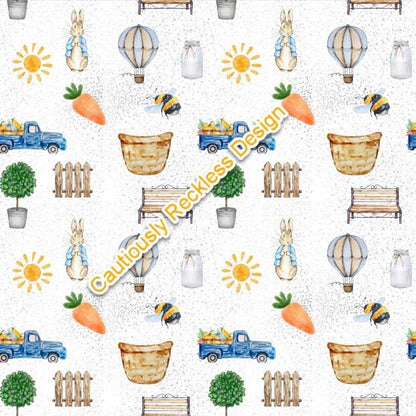 Whimsical Watercolor Outdoor Peter Rabbit Seamless Image