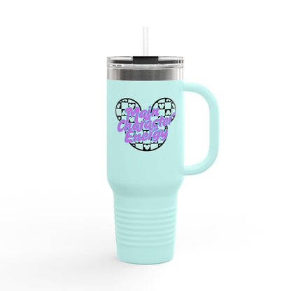 Disney Inspired 'Main Character Energy' - 40oz Travel Mug (black/purple/teal colorway)
