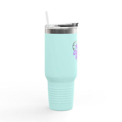 Disney Inspired 'Main Character Energy' - 40oz Travel Mug (black/purple/teal colorway)