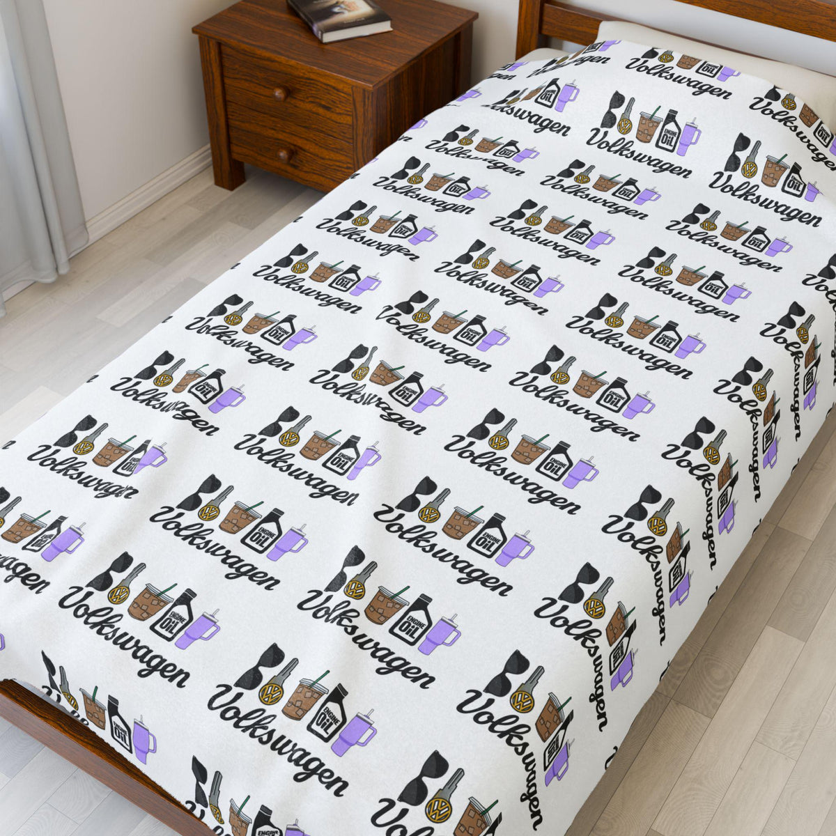 Volkswagen Girl Themed Cozy Velveteen Plush Blanket