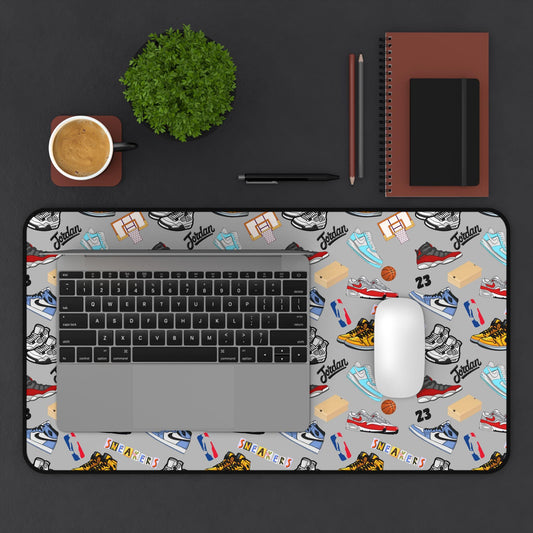 Sneaker Themed Desk Mat w/Grey Background