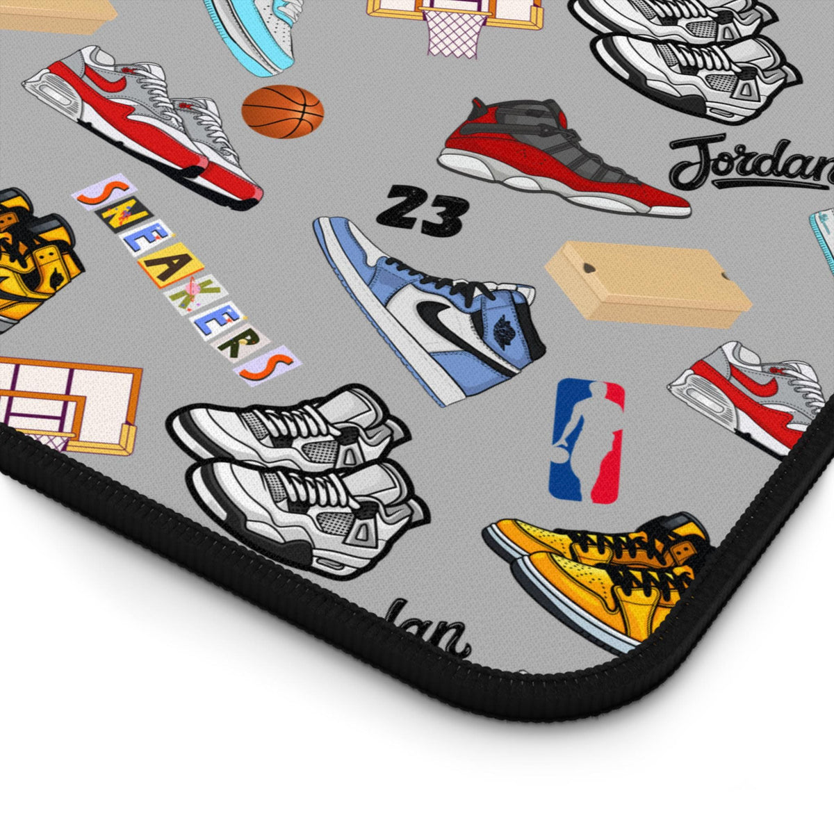 Sneaker Themed Desk Mat w/Grey Background