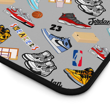 Sneaker Themed Desk Mat w/Grey Background