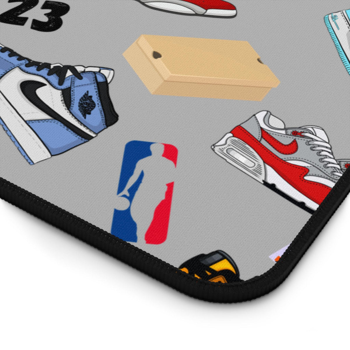 Sneaker Themed Desk Mat w/Grey Background