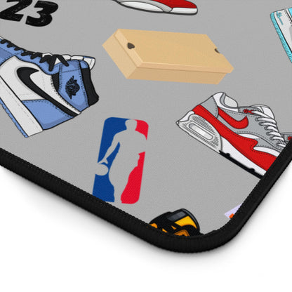 Sneaker Themed Desk Mat w/Grey Background