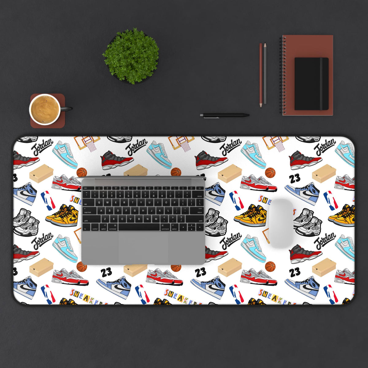 Sneaker Themed Desk Mat w/White Background