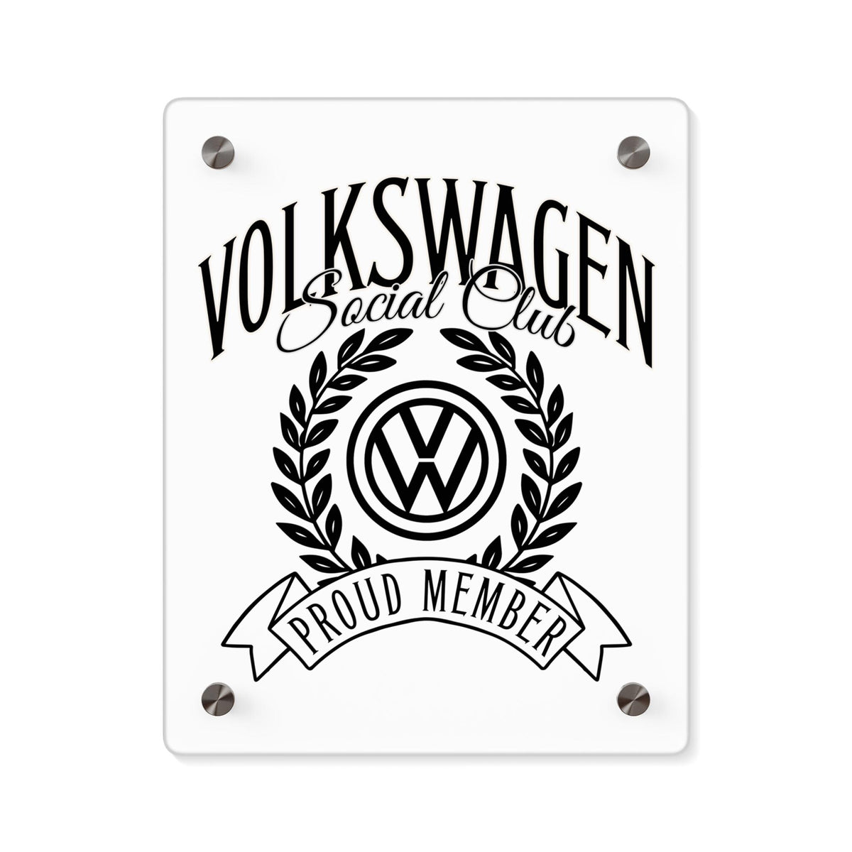 Volkswagen Social Club Acrylic Wall Art, Stylish Home Decor, Car Enthusiast Gift, Unique, Modern Automotive Art Piece