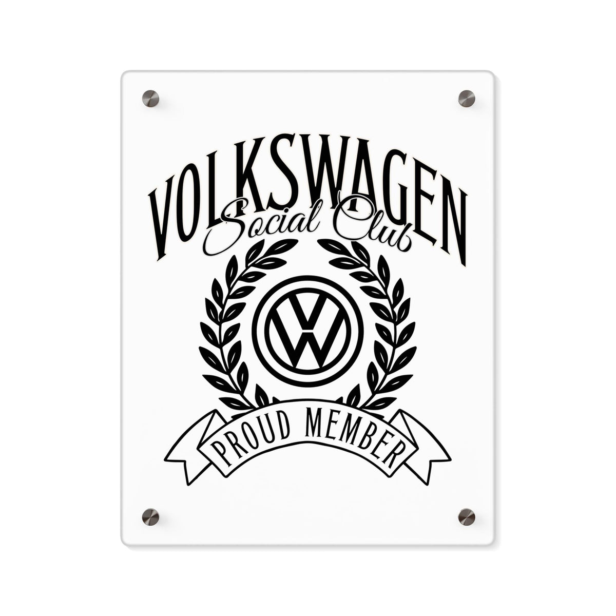 Volkswagen Social Club Acrylic Wall Art, Stylish Home Decor, Car Enthusiast Gift, Unique, Modern Automotive Art Piece