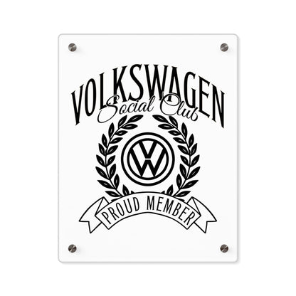 Volkswagen Social Club Acrylic Wall Art, Stylish Home Decor, Car Enthusiast Gift, Unique, Modern Automotive Art Piece