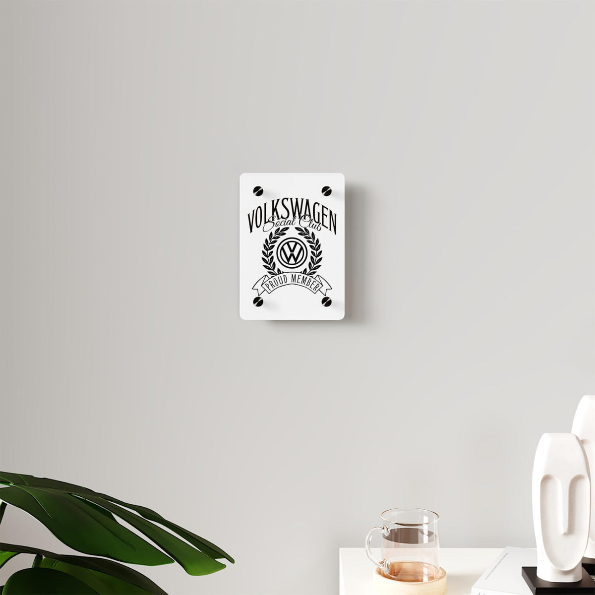 Volkswagen Social Club Acrylic Wall Art, Stylish Home Decor, Car Enthusiast Gift, Unique, Modern Automotive Art Piece