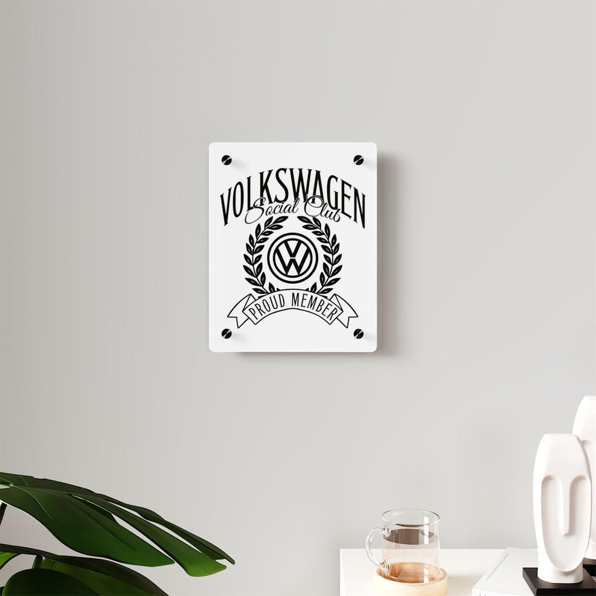Volkswagen Social Club Acrylic Wall Art, Stylish Home Decor, Car Enthusiast Gift, Unique, Modern Automotive Art Piece