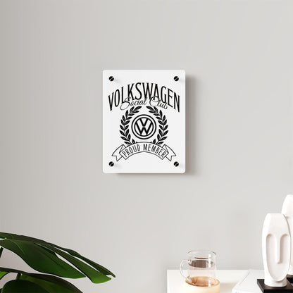 Volkswagen Social Club Acrylic Wall Art, Stylish Home Decor, Car Enthusiast Gift, Unique, Modern Automotive Art Piece