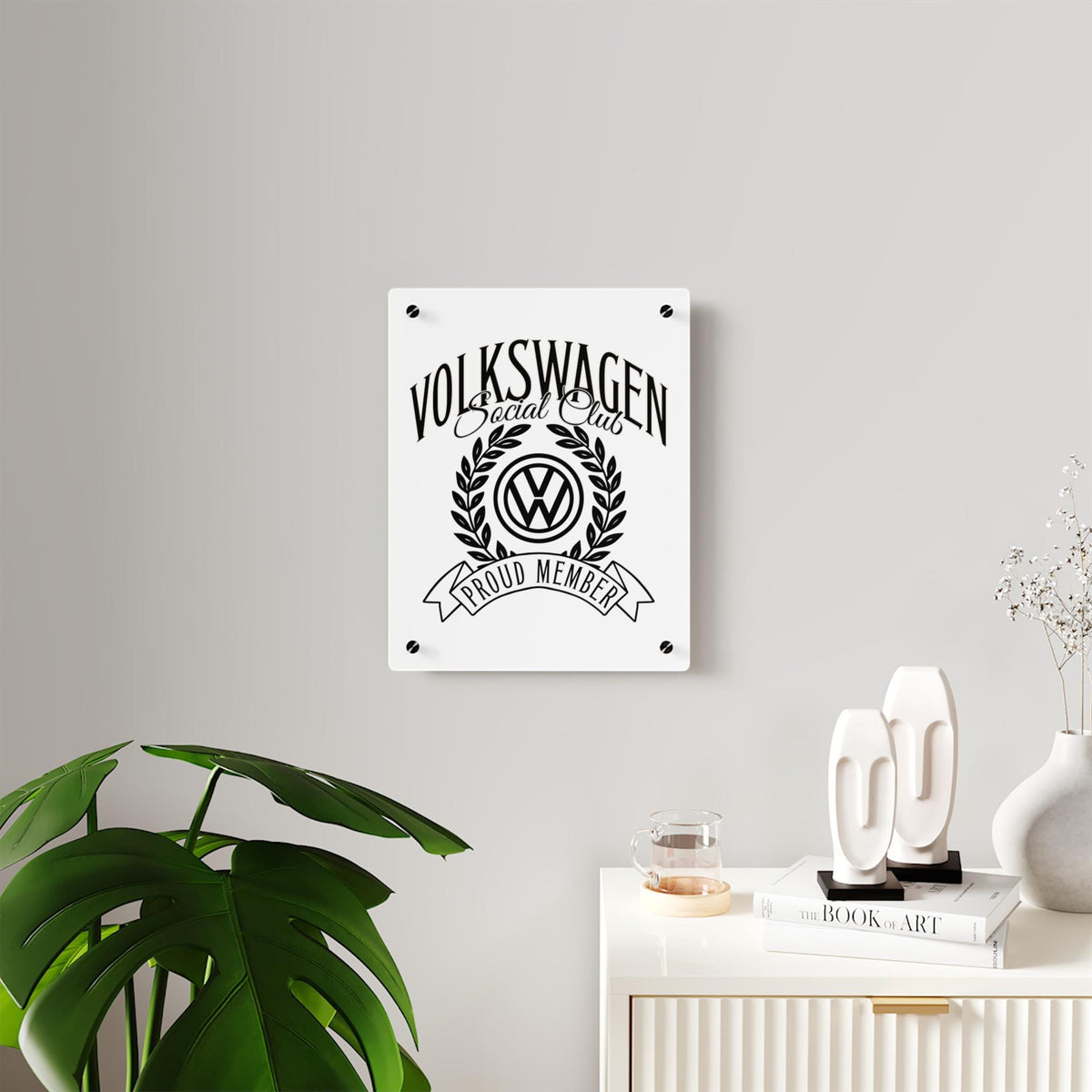 Volkswagen Social Club Acrylic Wall Art, Stylish Home Decor, Car Enthusiast Gift, Unique, Modern Automotive Art Piece