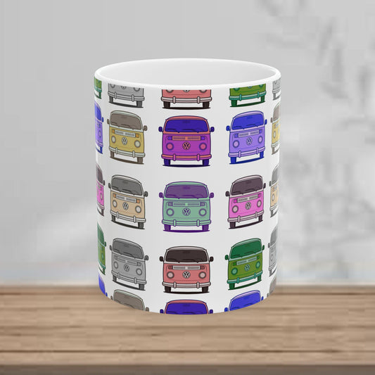 Colorful Vintage VW Bus Ceramic Mug - Perfect for Coffee Lovers, Gifts, Home Decor, Road Trip Enthusiasts, and Summer Days
