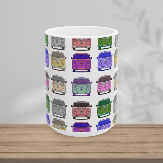 Colorful Vintage VW Bus Ceramic Mug - Perfect for Coffee Lovers, Gifts, Home Decor, Road Trip Enthusiasts, and Summer Days
