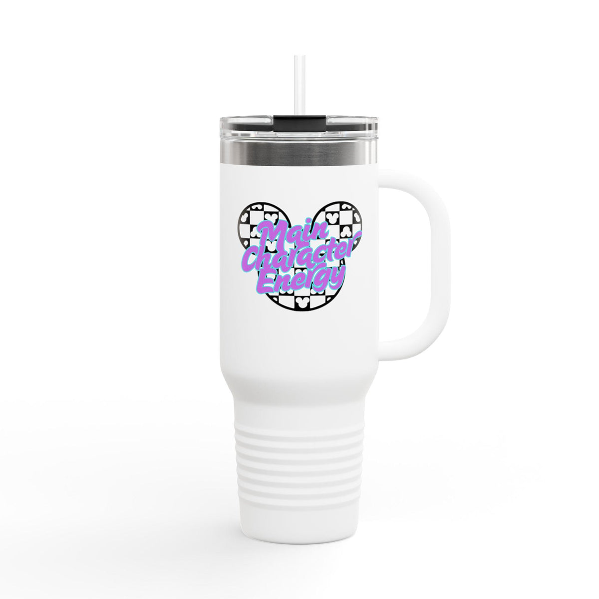 Disney Inspired 'Main Character Energy' - 40oz Travel Mug (black/purple/teal colorway)