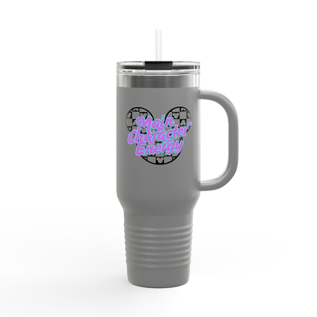 Disney Inspired 'Main Character Energy' - 40oz Travel Mug (black/purple/teal colorway)