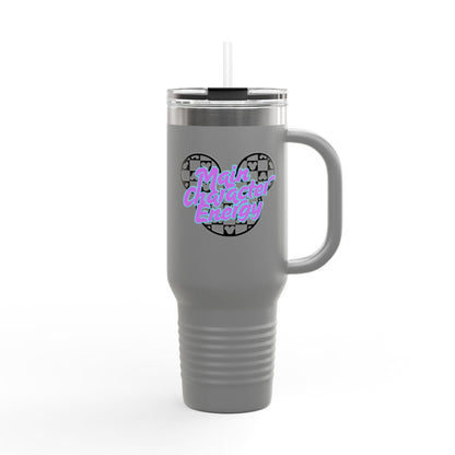 Disney Inspired 'Main Character Energy' - 40oz Travel Mug (black/purple/teal colorway)