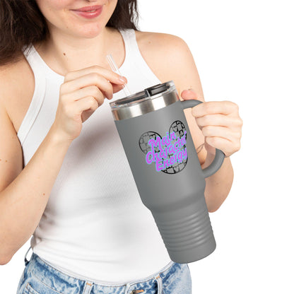 Disney Inspired 'Main Character Energy' - 40oz Travel Mug (black/purple/teal colorway)