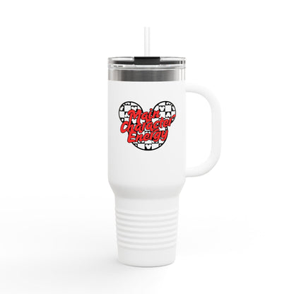 Disney Inspired 'Main Character Energy' - 40oz Travel Mug (black/red colorway)