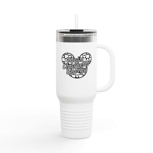 Disney Themed 'Main Character Energy' - 40oz Travel Mug (black/grey colorway)