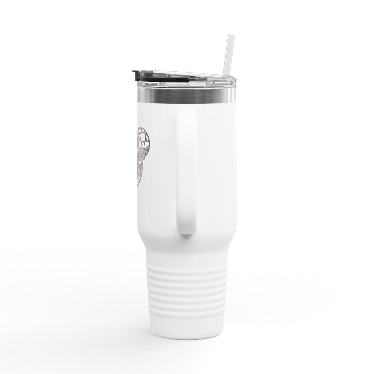 Disney Themed 'Main Character Energy' - 40oz Travel Mug (black/grey colorway)