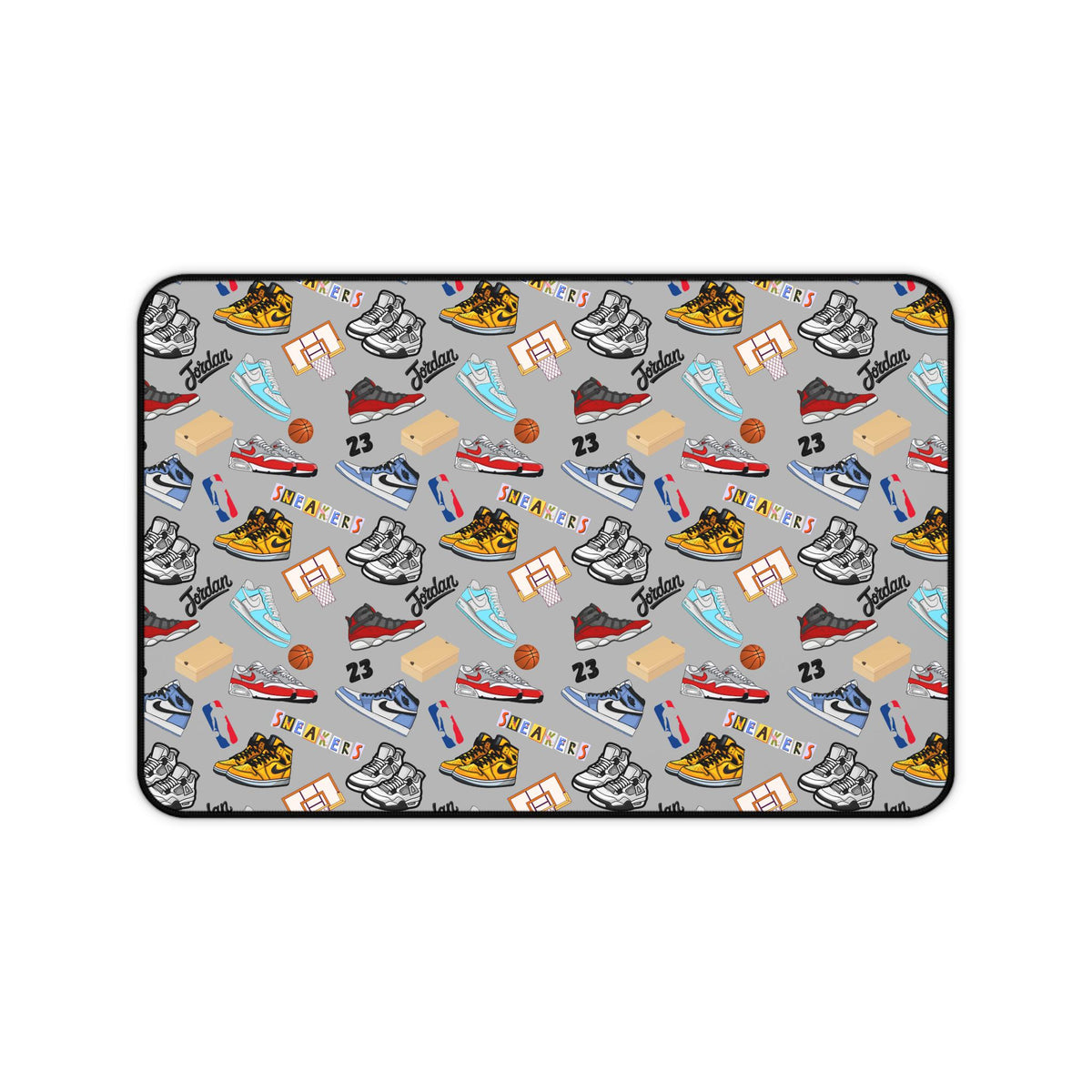 Sneaker Themed Desk Mat w/Grey Background