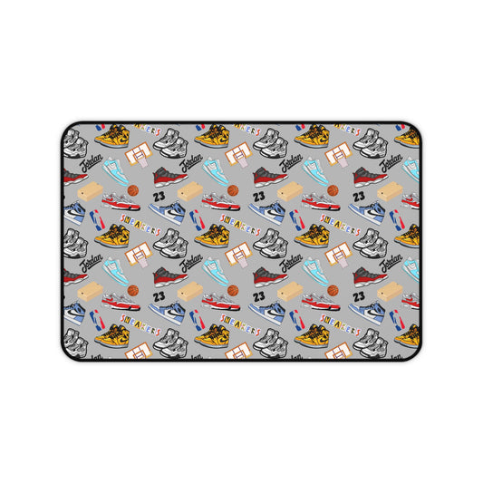 Sneaker Themed Desk Mat w/Grey Background