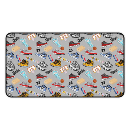 Sneaker Themed Desk Mat w/Grey Background