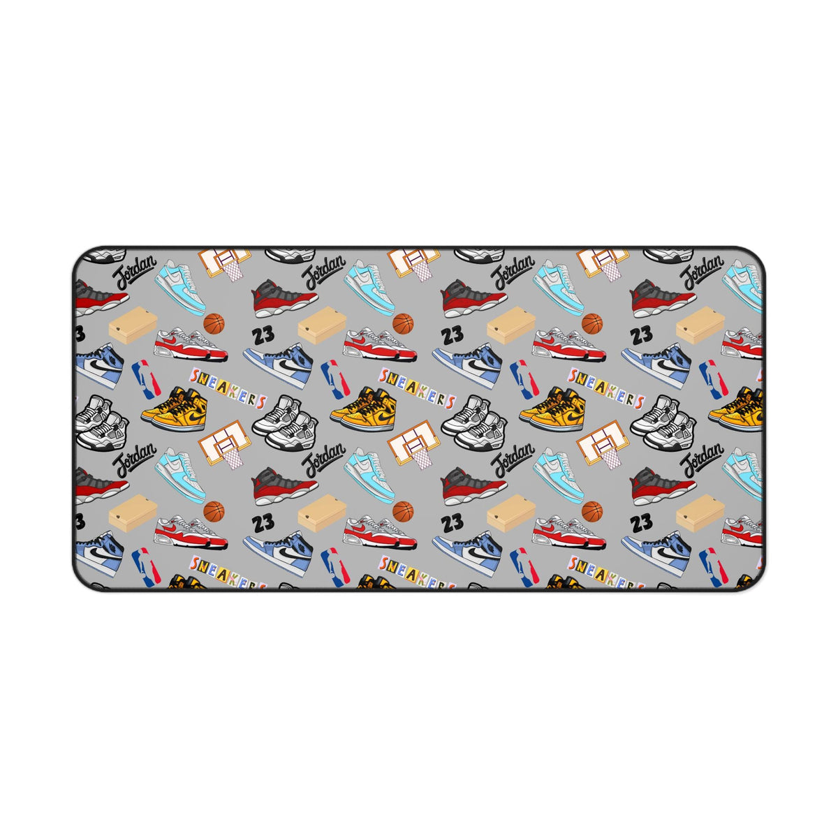 Sneaker Themed Desk Mat w/Grey Background