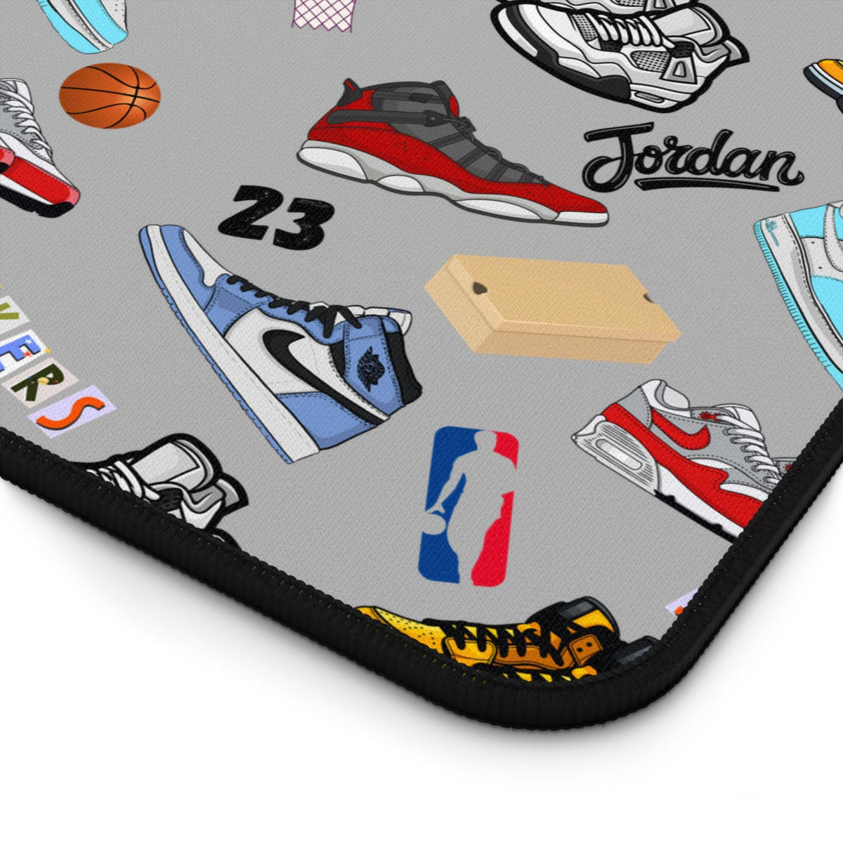 Sneaker Themed Desk Mat w/Grey Background