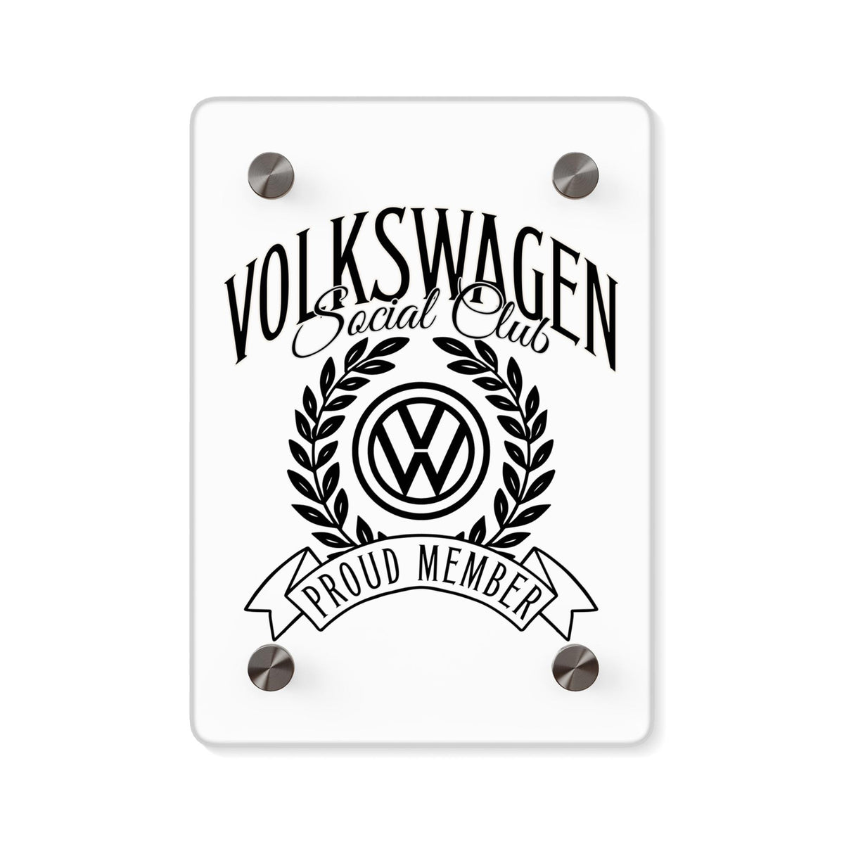 Volkswagen Social Club Acrylic Wall Art, Stylish Home Decor, Car Enthusiast Gift, Unique, Modern Automotive Art Piece