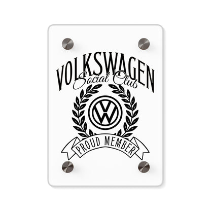 Volkswagen Social Club Acrylic Wall Art, Stylish Home Decor, Car Enthusiast Gift, Unique, Modern Automotive Art Piece
