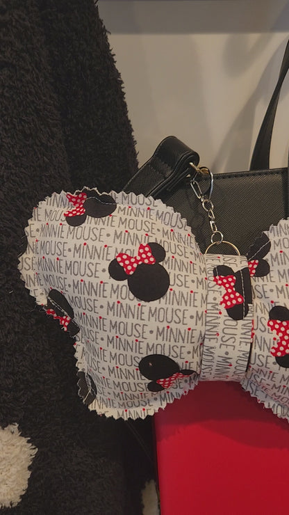 Handmade Minnie Mouse Bow Bag Charm | Red Polka Dot Purse & Backpack Accessory