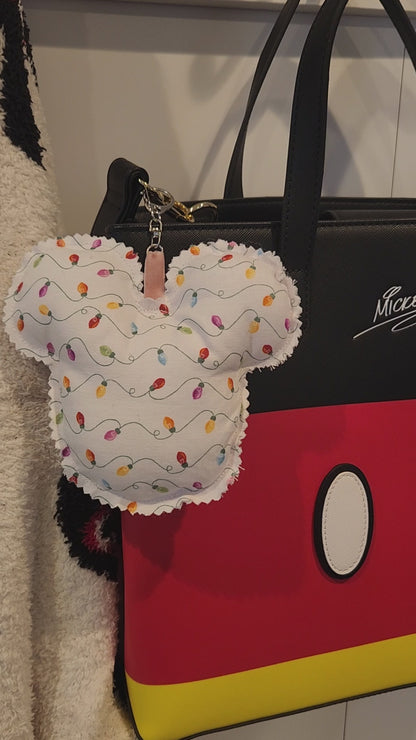 Christmas Lights Mouse Bag Charm – Festive Holiday Purse Accessory